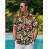 COOFANDY Mens Hawaiian Shirts Short Sleeve Casual Button Down Tropical Beach Shirt(Black / Red Floral)