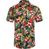 COOFANDY Mens Hawaiian Shirts Short Sleeve Casual Button Down Tropical Beach Shirt(Black / Red Floral)