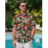 COOFANDY Mens Hawaiian Shirts Short Sleeve Casual Button Down Tropical Beach Shirt(Black / Red Floral)
