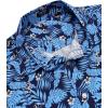 COOFANDY Mens Hawaiian Shirts Short Sleeve Casual Button Down Tropical Beach Shirt(Black / Royal Blue Leaf)