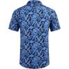 COOFANDY Mens Hawaiian Shirts Short Sleeve Casual Button Down Tropical Beach Shirt(Black / Royal Blue Leaf)