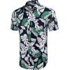 COOFANDY Mens Hawaiian Shirts Short Sleeve Casual Button Down Tropical Beach Shirt(Black / White Green Leaf)