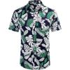 COOFANDY Mens Hawaiian Shirts Short Sleeve Casual Button Down Tropical Beach Shirt(Black / White Green Leaf)