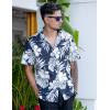 COOFANDY Mens Hawaiian Shirts Short Sleeve Casual Button Down Tropical Beach Shirt(Black / White Leaf)