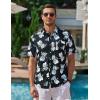 COOFANDY Mens Hawaiian Shirts Short Sleeve Casual Button Down Tropical Beach Shirt(Black / White Pineapple)