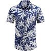 COOFANDY Mens Hawaiian Shirts Short Sleeve Casual Button Down Tropical Beach Shirt(Blue / White Floral)