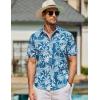 COOFANDY Mens Hawaiian Shirts Short Sleeve Casual Button Down Tropical Beach Shirt(Blue / White Plam Leaf)