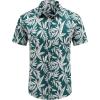 COOFANDY Mens Hawaiian Shirts Short Sleeve Casual Button Down Tropical Beach Shirt(Green / White Leaf)