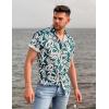 COOFANDY Mens Hawaiian Shirts Short Sleeve Casual Button Down Tropical Beach Shirt(Green / White Leaf)
