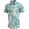 COOFANDY Mens Hawaiian Shirts Short Sleeve Casual Button Down Tropical Beach Shirt(Green / Yellow Leaf)