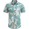 COOFANDY Mens Hawaiian Shirts Short Sleeve Casual Button Down Tropical Beach Shirt(Green / Yellow Leaf)