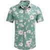 COOFANDY Mens Hawaiian Shirts Short Sleeve Casual Button Down Tropical Beach Shirt(Light Green / White Floral)