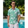COOFANDY Mens Hawaiian Shirts Short Sleeve Casual Button Down Tropical Beach Shirt(Light Green / White Floral)