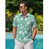 COOFANDY Mens Hawaiian Shirts Short Sleeve Casual Button Down Tropical Beach Shirt(Light Green / White Floral)
