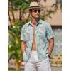 COOFANDY Mens Hawaiian Shirts Short Sleeve Casual Button Down Tropical Beach Shirt(Light Green / White Leaf)
