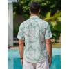 COOFANDY Mens Hawaiian Shirts Short Sleeve Casual Button Down Tropical Beach Shirt(Light Green / White Leaf)