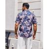 COOFANDY Mens Hawaiian Shirts Short Sleeve Casual Button Down Tropical Beach Shirt(Navy Blue / Pink Floral)