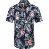 COOFANDY Mens Hawaiian Shirts Short Sleeve Casual Button Down Tropical Beach Shirt(Navy Blue / Plam Leaf)