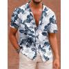 COOFANDY Mens Hawaiian Shirts Short Sleeve Casual Button Down Tropical Beach Shirt(Navy Blue)