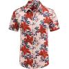 COOFANDY Mens Hawaiian Shirts Short Sleeve Casual Button Down Tropical Beach Shirt(Pink / Red Floral)