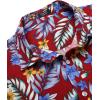 COOFANDY Mens Hawaiian Shirts Short Sleeve Casual Button Down Tropical Beach Shirt(Red / Blue Leaf)