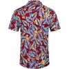 COOFANDY Mens Hawaiian Shirts Short Sleeve Casual Button Down Tropical Beach Shirt(Red / Blue Leaf)