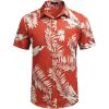 COOFANDY Mens Hawaiian Shirts Short Sleeve Casual Button Down Tropical Beach Shirt(Red / Leaf)