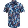 COOFANDY Mens Hawaiian Shirts Short Sleeve Casual Button Down Tropical Beach Shirt(Royal Blue / Red Leaf)