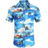 COOFANDY Mens Hawaiian Shirts Short Sleeve Casual Button Down Tropical Beach Shirt(Sea Blue)