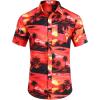 COOFANDY Mens Hawaiian Shirts Short Sleeve Casual Button Down Tropical Beach Shirt(Sunset Red)