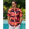 COOFANDY Mens Hawaiian Shirts Short Sleeve Casual Button Down Tropical Beach Shirt(Sunset Red)