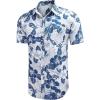 COOFANDY Mens Hawaiian Shirts Short Sleeve Casual Button Down Tropical Beach Shirt(White / Blue Floral)