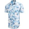 COOFANDY Mens Hawaiian Shirts Short Sleeve Casual Button Down Tropical Beach Shirt(White / Light Blue Floral)