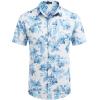 COOFANDY Mens Hawaiian Shirts Short Sleeve Casual Button Down Tropical Beach Shirt(White / Light Blue Floral)