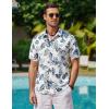 COOFANDY Mens Hawaiian Shirts Short Sleeve Casual Button Down Tropical Beach Shirt(White / Light Blue Leaf)