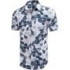 COOFANDY Mens Hawaiian Shirts Short Sleeve Casual Button Down Tropical Beach Shirt(White / Navy Blue Floral)