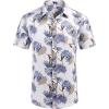 COOFANDY Mens Hawaiian Shirts Short Sleeve Casual Button Down Tropical Beach Shirt(White / Purple Leaf)