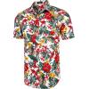 COOFANDY Mens Hawaiian Shirts Short Sleeve Casual Button Down Tropical Beach Shirt(White / Red Floral)