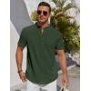 COOFANDY Men’s Henley Shirt Short Sleeve Stand Collar Summer Casual Beach Hippie T-Shirts(Army Green)
