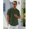 COOFANDY Men’s Henley Shirt Short Sleeve Stand Collar Summer Casual Beach Hippie T-Shirts(Army Green)