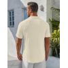 COOFANDY Men’s Henley Shirt Short Sleeve Stand Collar Summer Casual Beach Hippie T-Shirts(Beige)