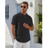 COOFANDY Men’s Henley Shirt Short Sleeve Stand Collar Summer Casual Beach Hippie T-Shirts(Black)