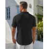 COOFANDY Men’s Henley Shirt Short Sleeve Stand Collar Summer Casual Beach Hippie T-Shirts(Black)