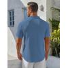 COOFANDY Men’s Henley Shirt Short Sleeve Stand Collar Summer Casual Beach Hippie T-Shirts(Grey Blue)