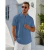 COOFANDY Men’s Henley Shirt Short Sleeve Stand Collar Summer Casual Beach Hippie T-Shirts(Grey Blue)