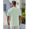 COOFANDY Men’s Henley Shirt Short Sleeve Stand Collar Summer Casual Beach Hippie T-Shirts(Ice Green)