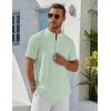 COOFANDY Men’s Henley Shirt Short Sleeve Stand Collar Summer Casual Beach Hippie T-Shirts(Ice Green)