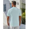 COOFANDY Men’s Henley Shirt Short Sleeve Stand Collar Summer Casual Beach Hippie T-Shirts(Light Blue)