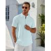 COOFANDY Men’s Henley Shirt Short Sleeve Stand Collar Summer Casual Beach Hippie T-Shirts(Light Blue)