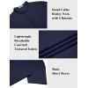 COOFANDY Men’s Henley Shirt Short Sleeve Stand Collar Summer Casual Beach Hippie T-Shirts(Navy Blue)